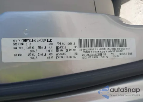 2010 Chrysler Town & Country Touring z USA, uszkodzony, nr VIN 2A4RR5D16AR229068